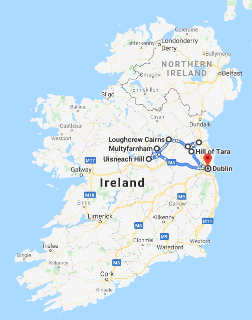 Ancient Irish Gods and Kings Tour Map